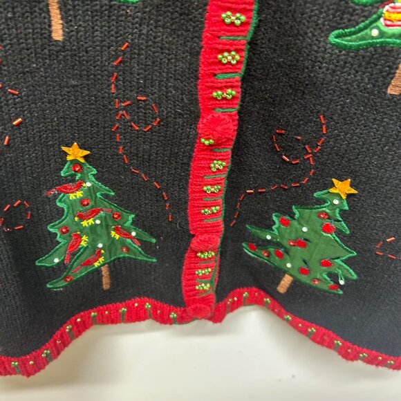 Basic Editions Holiday Sweater Vest 3X Christmas Tree Embroidered Black & Red - Picture 4 of 11